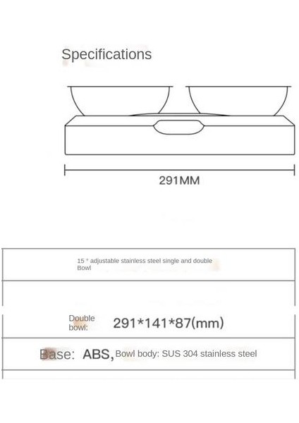 Paslanmaz Çelik Kedi Maması Kase, Çift Kase Evcil Hayvan Kase Içme Malzemeleri (Yurt Dışından)