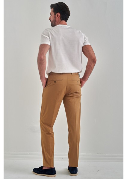 Erkek 4 Cepli Gabardin Spor Pantolon CAMEL PNS22Y22102_D70