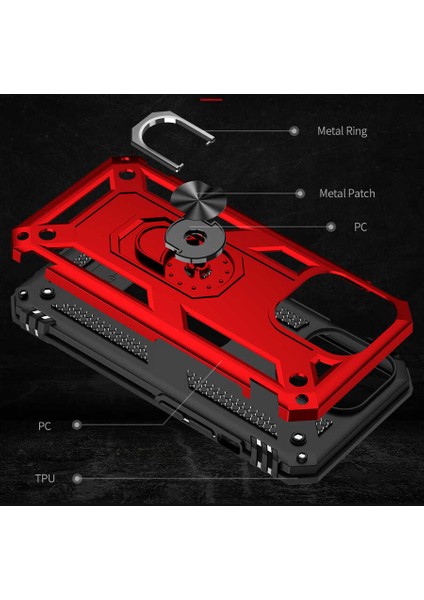 Apple iPhone 13 Pro Max Kılıf Vega Tank Sert Yüzüklü Standlı Zırh Koruma Kapak