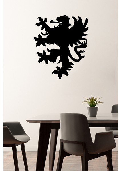 Aslan Görünümlü Kızgın Ejderha 50 x 60 cm Duvar Sticker - Siyah