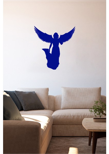 Arkasında Kanadı Olan Yürüyen Kadın 55 x 60 cm Duvar Sticker - Lacivert
