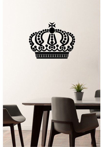 Farklı Desende Yapılmış Kral Tacı 55 x 60 cm Duvar Sticker - Siyah