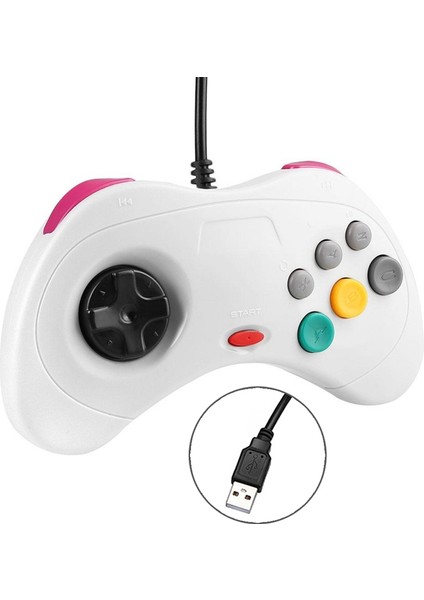 Zsunsky Shop Usb Computer Game Handle Controller For Sega Saturn (Beyaz) (Yurt Dışından)