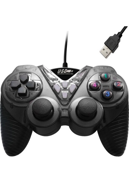 Kablolu Titreşim Pc Usb Gamepad (Siyah) (Yurt Dışından)