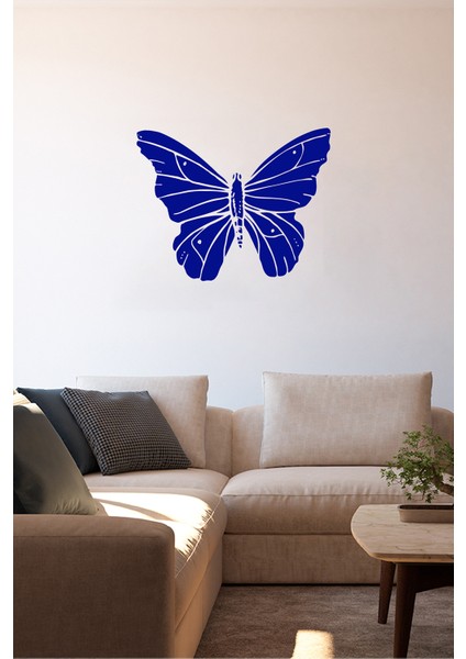 Ince Detaylı Işlenmiş Kelebek Butterfly 60 x 60 cm Duvar Sticker - Lacivert