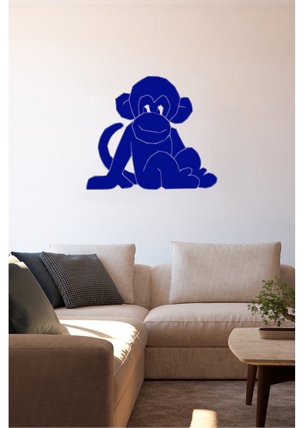 Maymun Şempanze Yavrusu 60 x 50 cm Duvar Sticker - Lacivert