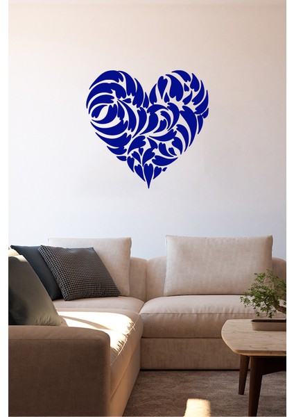 Küçük Kalpler Içinde Büyük Kalp 60 x 60 cm Duvar Sticker - Lacivert