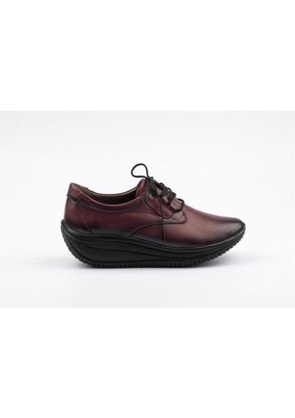 Bordo Analin Kadın Günlük Deri Rahat Ayakkabı modelleri