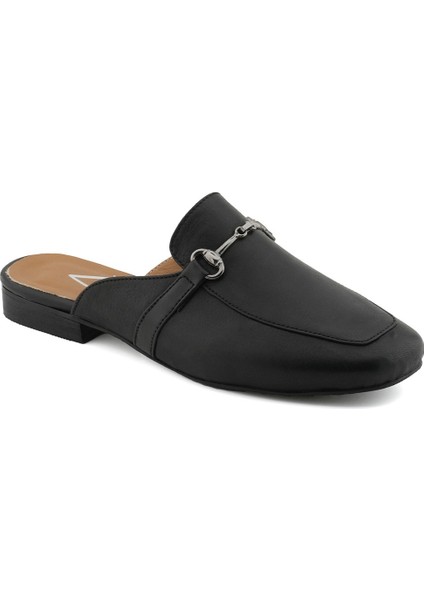 Siyah Kadın Deri Terlik