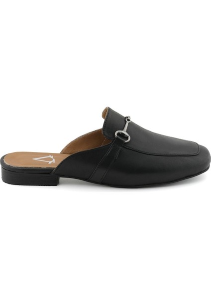 Siyah Kadın Deri Terlik modelleri