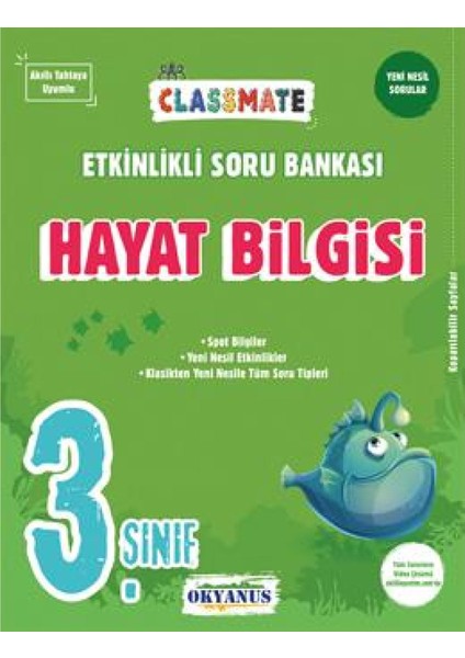 Okyanus Yayınları 3. Sınıf Classmate Hayat Bilgisi Etkinlikli Soru Bankası