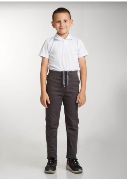 Çocuk Beli Ribanalı Tam Lastikli Kanvas Kumaş Okul Pantolon modelleri