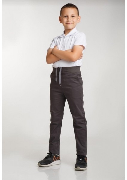 Çocuk Beli Ribanalı Tam Lastikli Kanvas Kumaş Okul Pantolon fırsatları