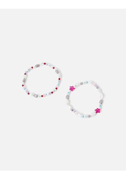 90S Flashback Yıldız Boncuklu Streç Bileklik x 2