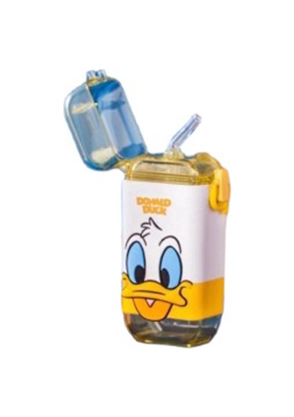 Devils Eye 280 ml Karikatür Pipetli Su Matarası - Beyaz (Yurt Dışından)