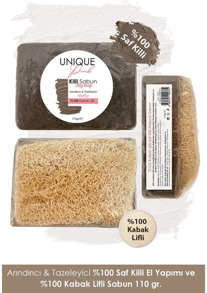 El Yapımı %100 Saf Killi ve %100 Kabak Lifli Sabun 110 gr