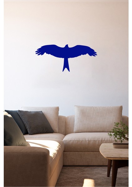 Geniş Şekilde Kanatlarını Açmış Kartal 60 x 25 cm Duvar Sticker - Lacivert