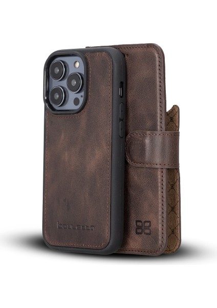 Apple iPhone 14 Uyumlu Deri Kartlıklı Arka Kapak Cz7 Mor