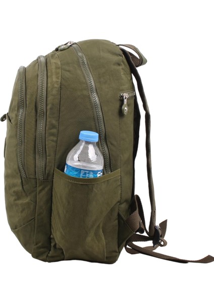 8812 Yeşil Unisex Klinkır Aksesuarlı Kumaş Sırt Çantası