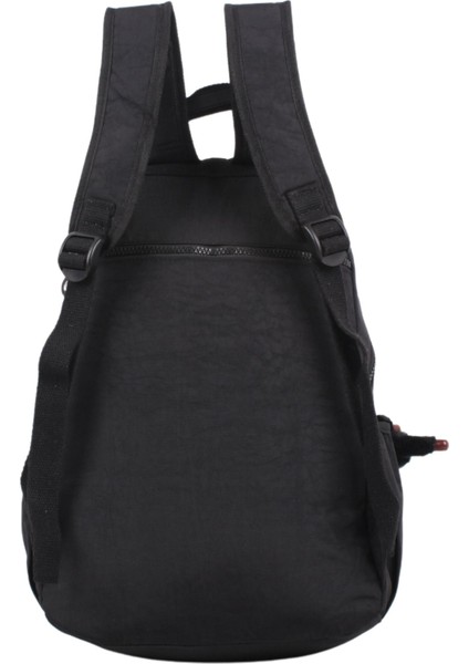 8812 Siyah Unisex Klinkır Aksesuarlı Kumaş Sırt Çantası