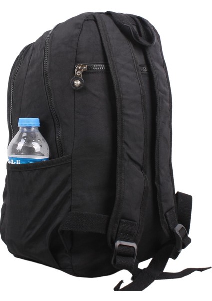 8812 Siyah Unisex Klinkır Aksesuarlı Kumaş Sırt Çantası