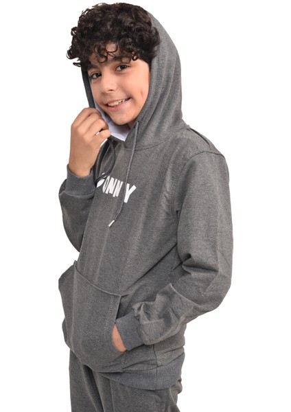 Jonny Kids Baskili Kapşonlu Sweatshirt