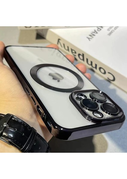 Apple Iphone 13 Pro Kılıf Manyetik Kaplama Magsafe Uyumlu Parlak Kare Kenarlı Kapak