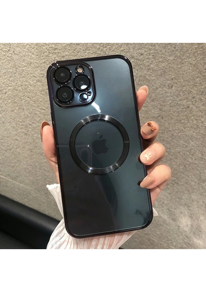 Apple Iphone 13 Pro Kılıf Manyetik Kaplama Magsafe Uyumlu Parlak Kare Kenarlı Kapak
