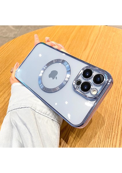 Apple Iphone 12 Pro Max Kılıf Manyetik Kaplama Magsafe Uyumlu Parlak Kare Kenarlı Kapak