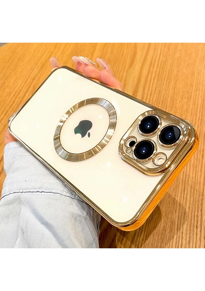 Apple Iphone 11 Pro Max Kılıf Manyetik Kaplama Magsafe Uyumlu Parlak Kare Kenarlı Kapak