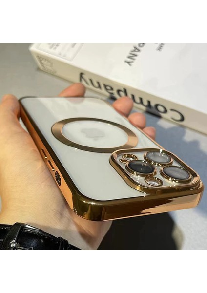 Apple Iphone 11 Pro Max Kılıf Manyetik Kaplama Magsafe Uyumlu Parlak Kare Kenarlı Kapak