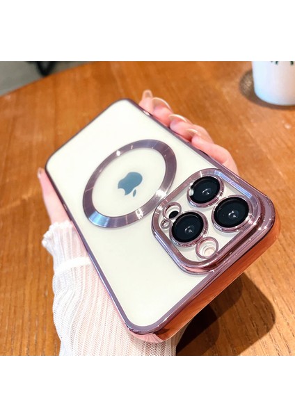 Apple Iphone 11 Pro Max Kılıf Manyetik Kaplama Magsafe Uyumlu Parlak Kare Kenarlı Kapak