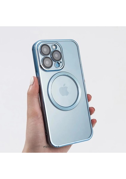 Iphone 12 Pro Max Kılıf Kamera Lens Çıkıntı Koruma Kenarı Parlak Magsafe Magnetik Şeffaf