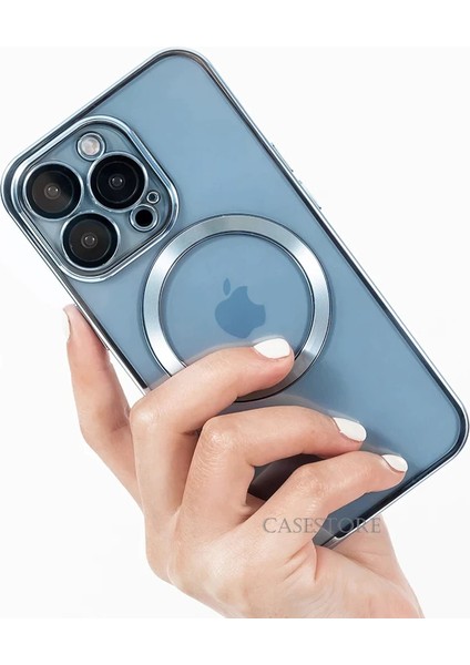 Iphone 12 Pro Max Kılıf Kamera Lens Çıkıntı Koruma Kenarı Parlak Magsafe Magnetik Şeffaf