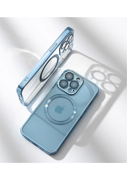 Iphone 12 Uyumlu Kılıf Kamera Lens Çıkıntı Koruma Kenarı Parlak Magsafe Magnetik Şeffaf