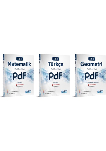 TYT 2023 Matematik + Türkçe + Geometri PDF Planlı Ders Föyü Seti 3 Kitap