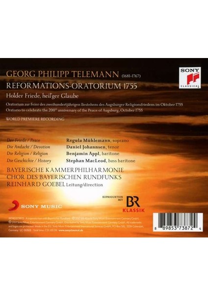 Telemann, Mühlemann,reinhard Goebel – Reformations Oratorium 1755 (Cd)