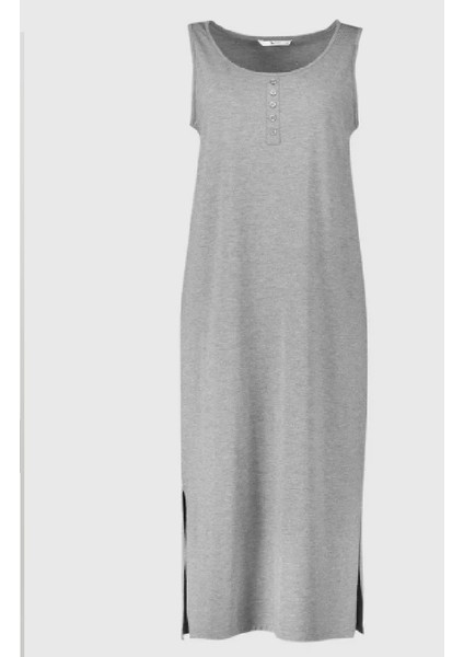 Gri Henley Longline Gecelik