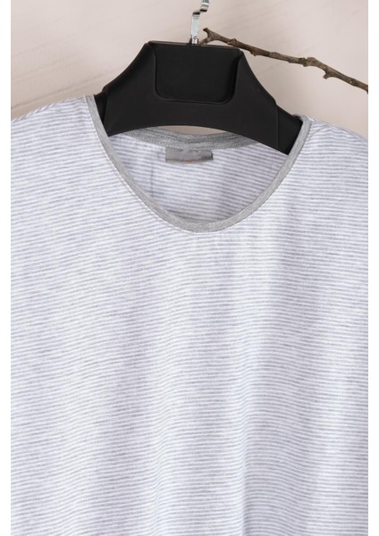 Sıfır Yaka Büyük Beden Çizgili Penye Erkek T-Shirt fiyatları