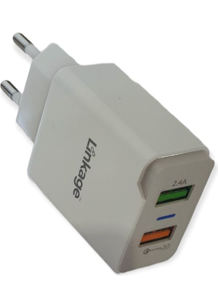 Cmk Linkage 28W + Qualcom 3.0 Çift USB Çıkışlı Hızlı Şarj Adaptörü