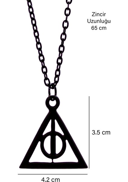 Harry Potter Ölüm Yadigarları Kolye Siyah Klasik Zincir Üçgen Kolye modelleri
