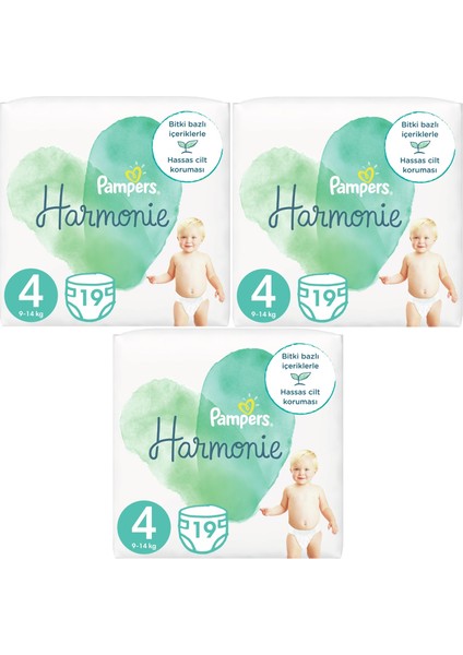 Pampers Harmonie Bebek Bezi Beden:4 (9-14KG) Maxi 57 Adet Ekonomik Fırsat Pk