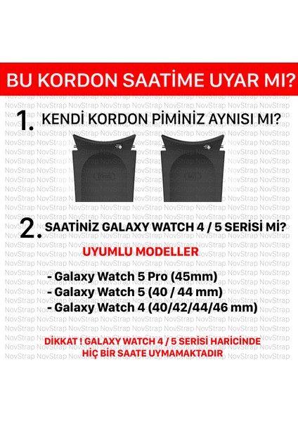 Samsung Galaxy Watch 5 Pro 45MM / Watch 5 40MM 44MM Uyumlu Kordon Tam Uyumlu Pimli Silikon modelleri