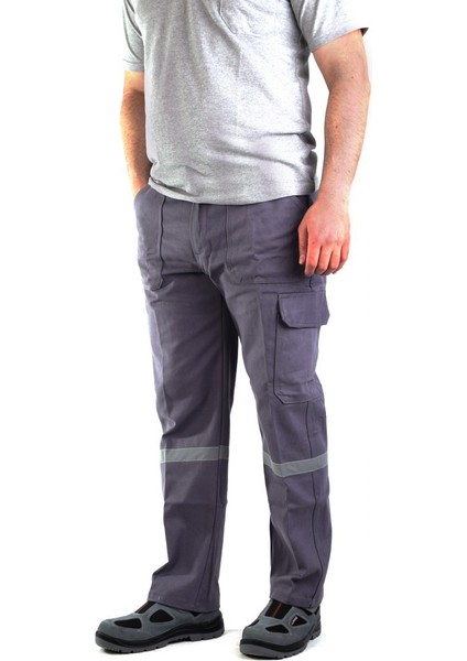 77 Gabardin Kom.cepli Iş Pantolonu Reflektörlü Kışlık Gri 2 Adet