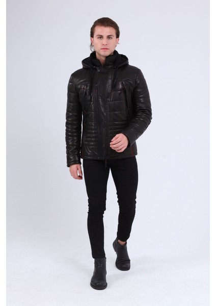 Erkek Deri Kapüşonlu Kaban fiyatları
