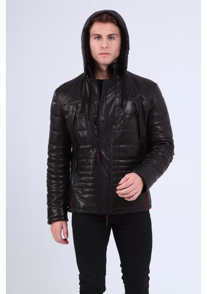 Erkek Deri Kapüşonlu Kaban modelleri