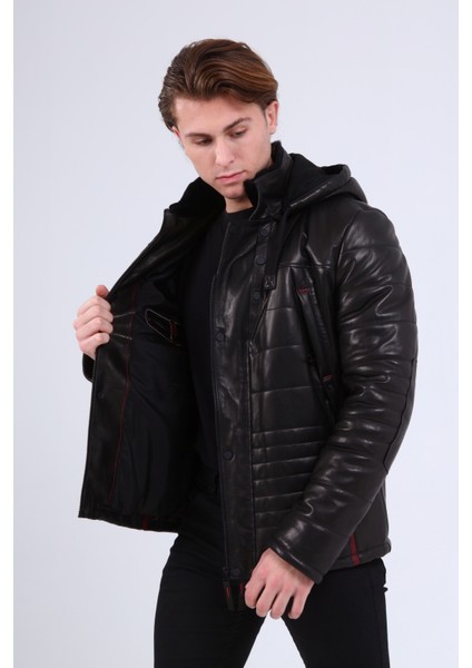 Erkek Deri Kapüşonlu Kaban fırsatları