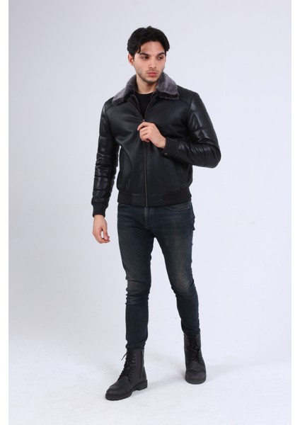 Erkek Deri Kürklü Mont