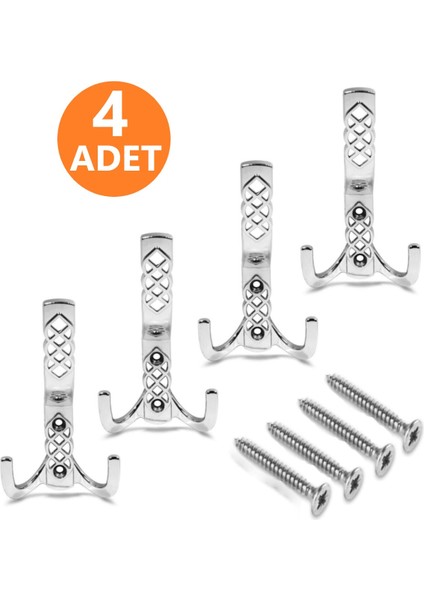 4 Adet Metal Krom Büyük Askılık