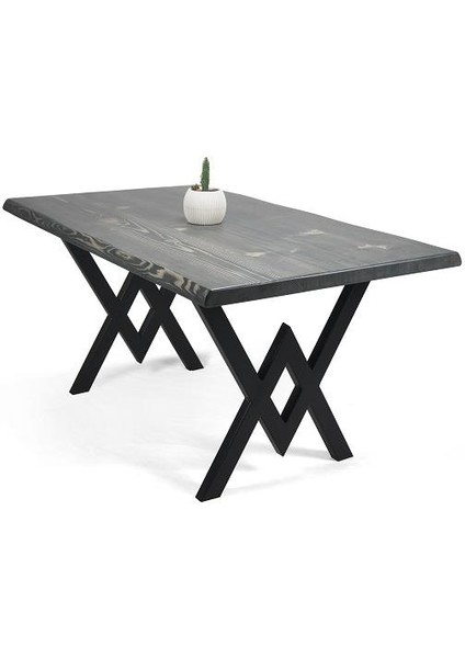Doğal Ağaç Masif Kütük Masa Yemek Masası (Metal Ayak) 60CM x 90CM